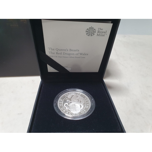 169 - Royal Mint, The Queen Beasts silver proof 1oz Coins 2017 The Lion of England and The Unicorn of Scot... 