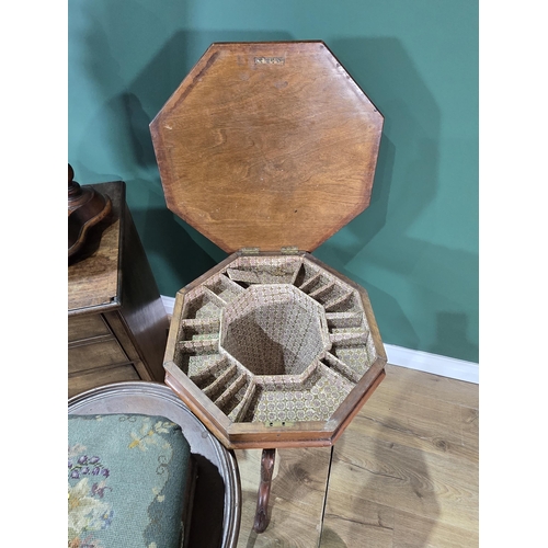 180 - A Victorian walnut octagonal Sewing Table, a mahogany Chest with pull down front above two drawers, ... 