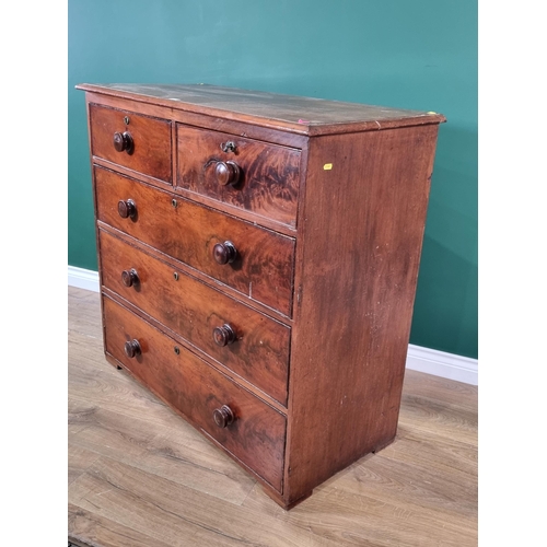 183 - A 19th Century mahogany Chest of two short and three long drawers, 3ft 6in W x 3ft 4in H, A/F, (R5)