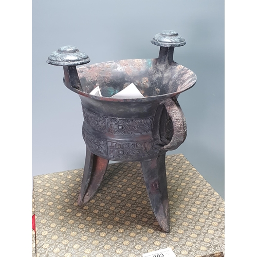 203 - Two replicas of original Ancient Bronze items in the collection of the Palace Museum, Beijing; A Jia... 