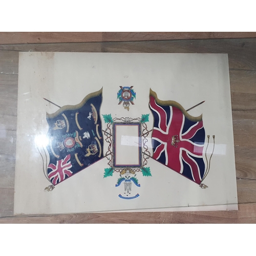 205 - A King's own Scottish Borderers, late 19th Century Scroll, depicting the regimental colours, and a p... 