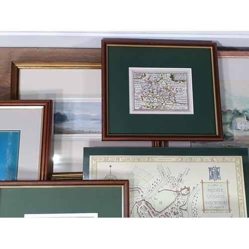 207 - A group of framed pictures and prints, to include a Map of Brother Cadfael's Shrewsbury/Shropshire, ... 