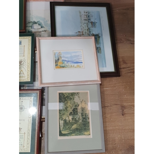 207 - A group of framed pictures and prints, to include a Map of Brother Cadfael's Shrewsbury/Shropshire, ... 