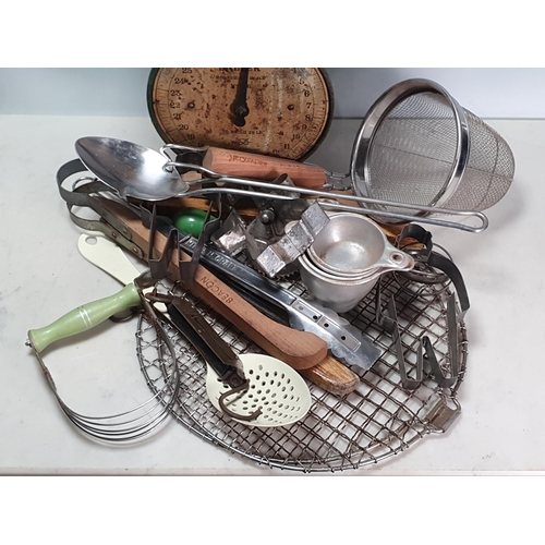 223 - A collection of Kitchenalia including Pastry Cutters, Toasting Rack, Salter Scales, etc. (R3)