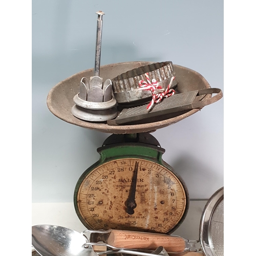 223 - A collection of Kitchenalia including Pastry Cutters, Toasting Rack, Salter Scales, etc. (R3)