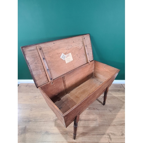 23 - An antique elm Dough Bin on turned supports 3ft 7in W x 2ft 5in H (R10)