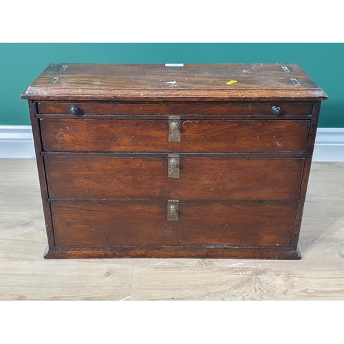 237 - An oak Counter Top Shop Cabinet, fitted four drawers with moulded top and plinth base, 14