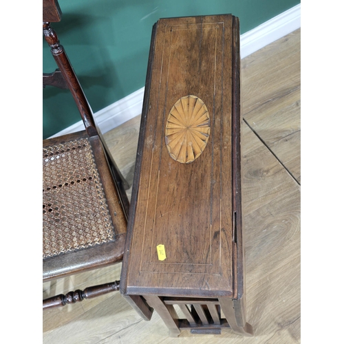 241 - An Edwardian Sutherland Table, a pair of cane seated Chairs, and another cane seated Chair, (R6)