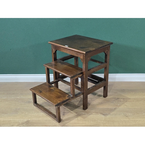 247 - A set of stained pine metamorphic Library Steps/Table, 1ft 8in W, (R6)