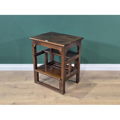 247 - A set of stained pine metamorphic Library Steps/Table, 1ft 8in W, (R6)