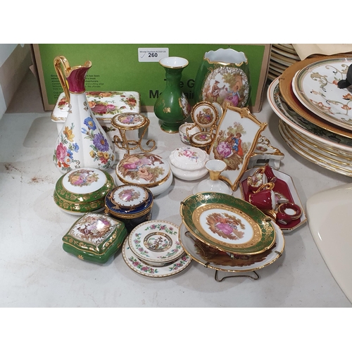 260 - A quantity of Limoges china including Trinket Boxes, Dishes, a quantity of Plates, a framed coastal ... 