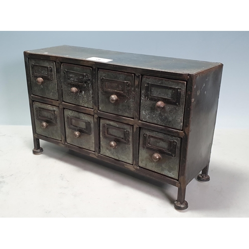 28 - A metal Bank of drawers 1ft 3in W x 9in H (R3)