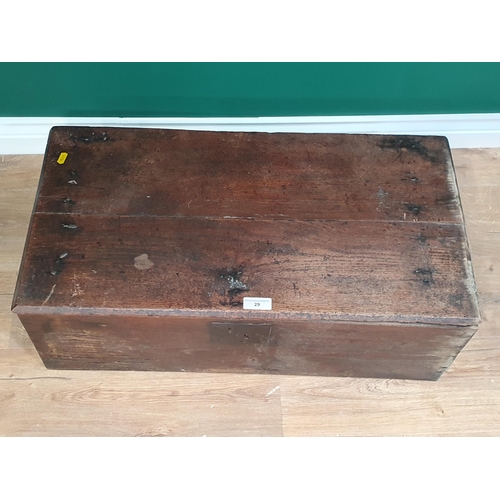 29 - An antique oak Book Box of plank construction 2ft 5in W x 11in H (R3)