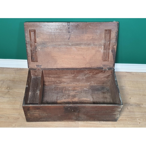 29 - An antique oak Book Box of plank construction 2ft 5in W x 11in H (R3)