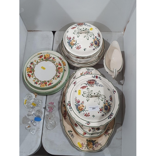 291 - A V.B.M. 'Old Abbey Sprays' part Dinner Service, a small quantity of Grindley 'Ivory' patterned Plat... 