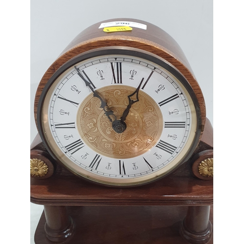 296 - Three various Mantel Clocks and a copper Vessel, (R4)