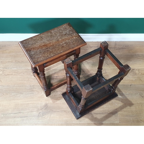 31 - A pair of oak Joint Stools on turned supports 1ft 8in H x 1ft 6in W (R2)