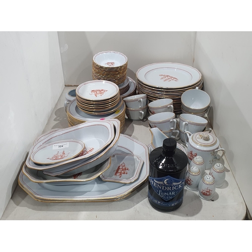 324 - A quantity of Copeland Spode 'Trade Winds' dinnerware depicting the Brig Sygnet of Salem, Built in 1... 