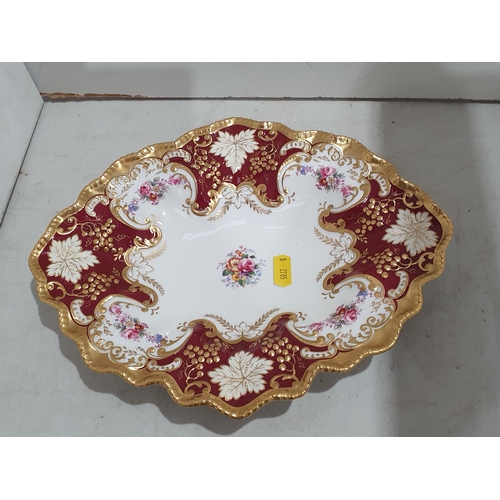 328 - Two Royal Crown Derby oval Dishes with floral and gilt designs, (R4)