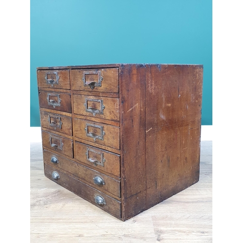 33 - An antique mahogany Bank of four short and two long filing drawers 1ft 7in W x 1ft 6in H (R3)