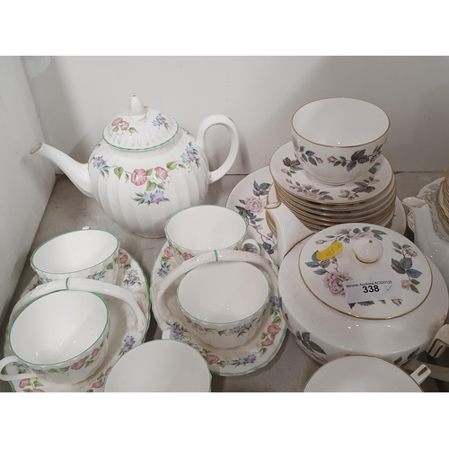 338 - A selection of various teaware including Roslyn fine bone china, Royal Worcester 'June Garland', Roy... 