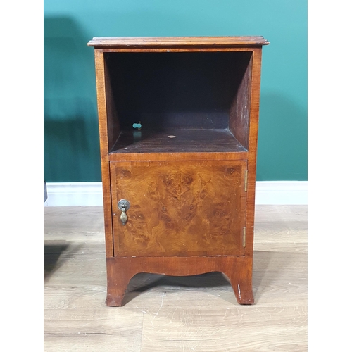 409 - An Edwardian walnut revolving Bookcase 2ft 10in H x 1ft 6in W and a walnut veneered Bedside Cupboard... 