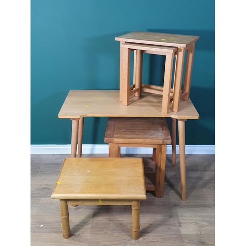 415 - A modern oak veneered Side Table, Nest of two Occasional Tables and an oak two tier Occasional Table... 