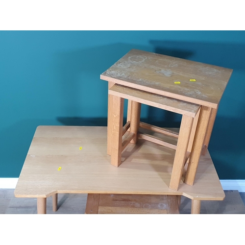 415 - A modern oak veneered Side Table, Nest of two Occasional Tables and an oak two tier Occasional Table... 