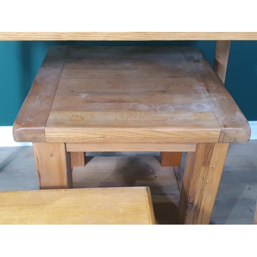 415 - A modern oak veneered Side Table, Nest of two Occasional Tables and an oak two tier Occasional Table... 