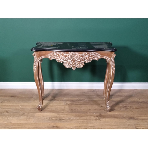 417 - A gilt painted Console Table with marble effect top 2ft 11in W x 2ft 6in H (R3)