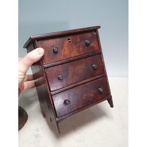 428 - A 19th Century mahogany veneered Apprentice Chest of three long drawers 10in H x 8in W (R3)