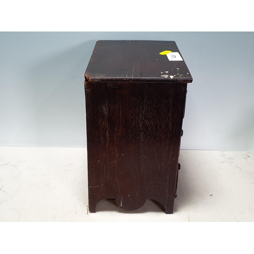 428 - A 19th Century mahogany veneered Apprentice Chest of three long drawers 10in H x 8in W (R3)