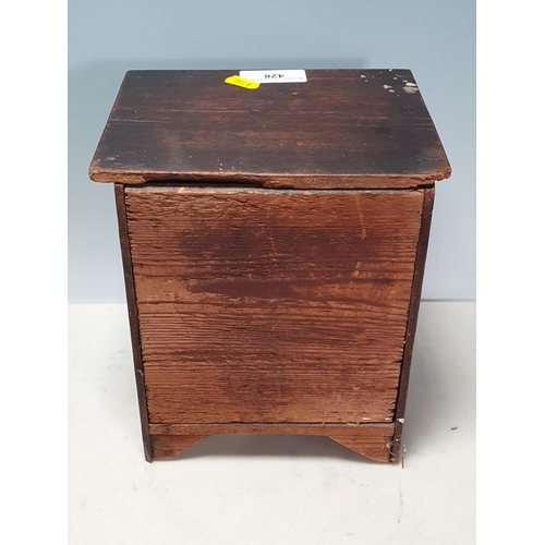 428 - A 19th Century mahogany veneered Apprentice Chest of three long drawers 10in H x 8in W (R3)