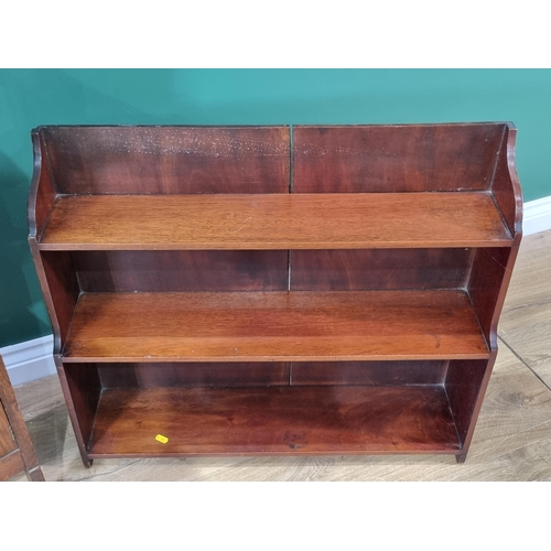 503 - An oak Bookstand with fitted cupboard, 3ft H and a small set of Wall Shelves, (R6)