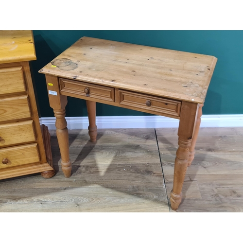 510 - A modern pine Chest of two short over three long drawers on bun feet, 3ft 1