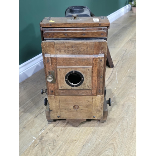 519 - A wooden and metal large format Camera or Magic Lantern, (R6)