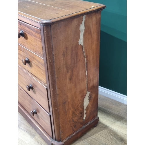 533 - A Victorian mahogany Chest of two short and three long drawers, 3ft 10in W x 3ft 10in H, A/F, (R5)