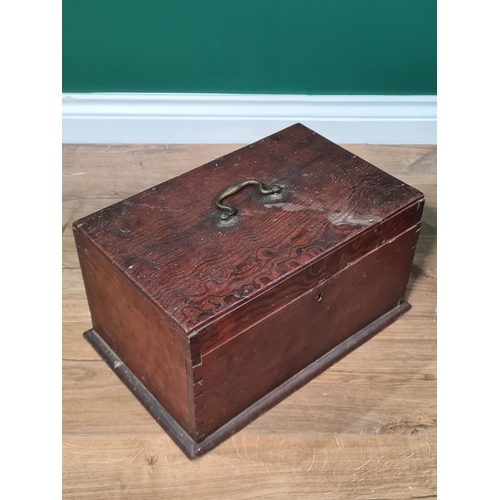 547 - An antique Table Desk with sloping hinged top, 1ft 6in W, and a pitch pine Box with hinged cover, 1f... 