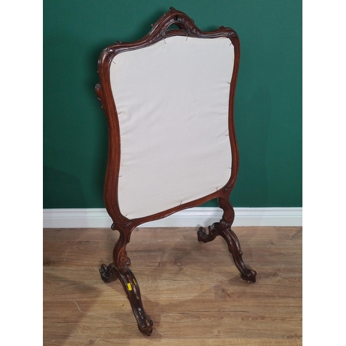 551 - A Victorian carved walnut Fire Screen, with floral tapestry panel, 3ft 7in H, (R7)