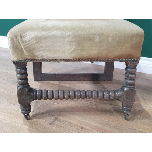 594 - An antique oak single Chair with bobbin spindle back and upholstered seat, A/F, (R8)