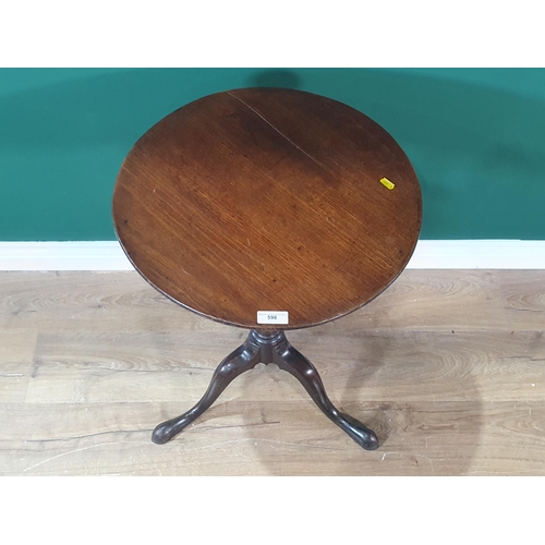 598 - A 19th Century mahogany Pillar Table with tripod base, 1ft 8in diam, (R8)