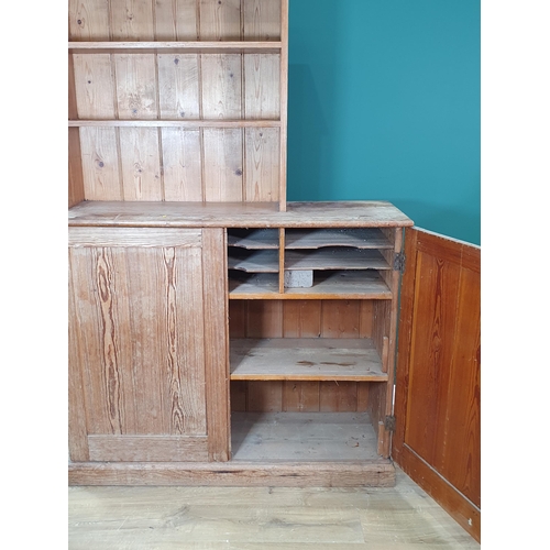 645 - An antique pine Cupboard with half rack above pair of doors 6ft 1in H x 4ft 3in W (R1)