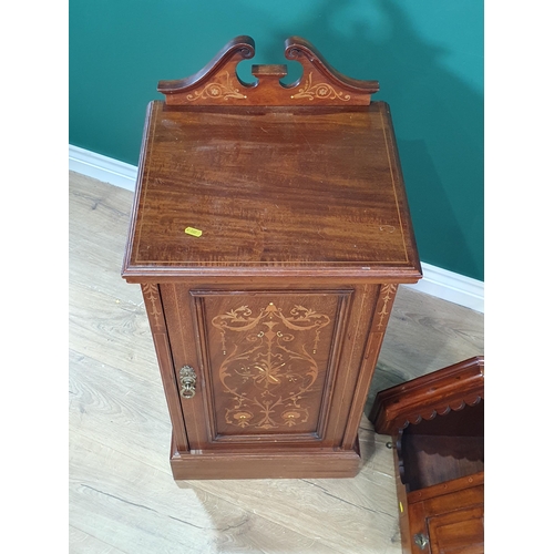 648 - A 19th Century mahogany and inlaid Pot Cupboard 3ft H x 1ft 5in W and a walnut hanging Corner Cupboa... 