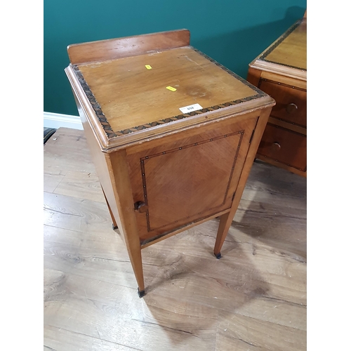 658 - A walnut Dressing Chest fitted five drawers 3ft 6in W x 2ft 8in H and a Pot Cupboard with inlaid doo... 