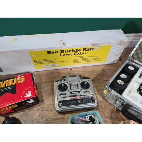 707 - A boxed Ben Buckle 'Long Cabin' radio controlled Aircraft Kit, a Ripmax Fligght Box and Power Panel,... 