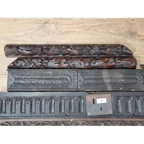 74 - Eight antique oak carved Friezes