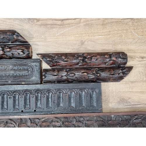 74 - Eight antique oak carved Friezes