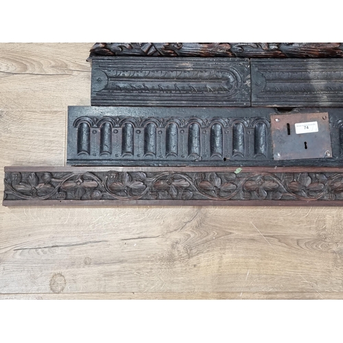 74 - Eight antique oak carved Friezes