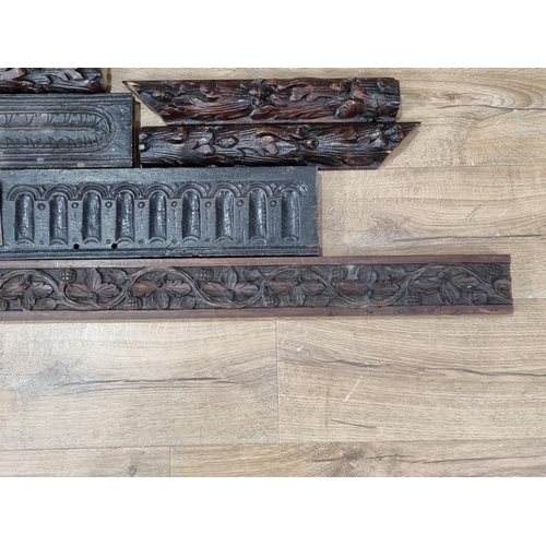 74 - Eight antique oak carved Friezes