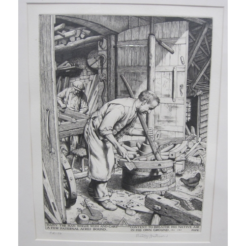 307 - STANLEY ANDERSON. The Wheelwright, engraving, pencil signed, Pl. 8 3/4 x 6 1/2 in (R1)